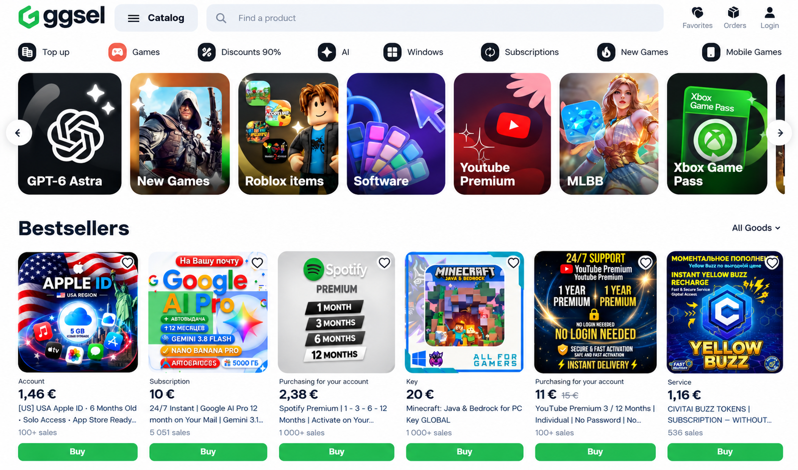 Ggsel digital goods marketplace